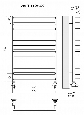 Арт П13 500х800 Полотенцесушитель  TERMINUS  Дубна - фото 3