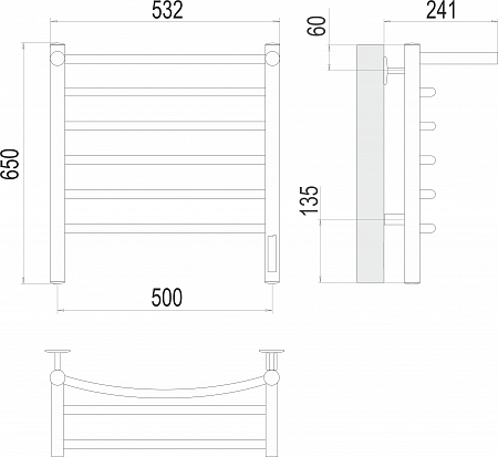 Классик с/п П6 500х650 Электро (quick touch) Полотенцесушитель TERMINUS Дубна - фото 3 Классик с/п П6 500х650 Электро (quick touch) Полотенцесушитель TERMINUS Дубна - фото 3