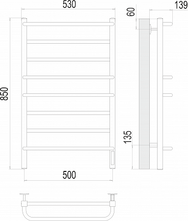 Евромикс квадро П8 500х850 Электро (quick touch) Полотенцесушитель TERMINUS Дубна - фото 3 Евромикс квадро П8 500х850 Электро (quick touch) Полотенцесушитель TERMINUS Дубна - фото 3