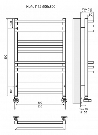 Нойс П12 500х800 Полотенцесушитель TERMINUS Дубна - фото 3 Нойс П12 500х800 Полотенцесушитель TERMINUS Дубна - фото 3