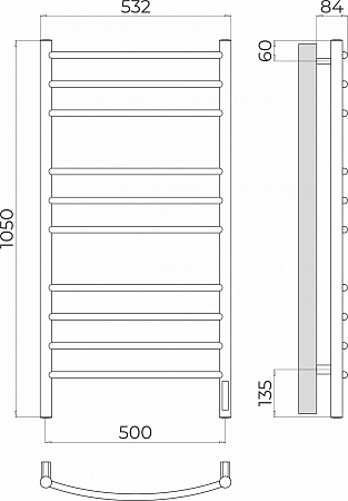 Классик П10 500х1050 Электро (quick touch) Полотенцесушитель TERMINUS Дубна - фото 3 Классик П10 500х1050 Электро (quick touch) Полотенцесушитель TERMINUS Дубна - фото 3
