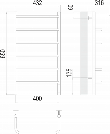 Полка П6 400х650 Электро (quick touch) Полотенцесушитель TERMINUS Дубна - фото 3 Полка П6 400х650 Электро (quick touch) Полотенцесушитель TERMINUS Дубна - фото 3