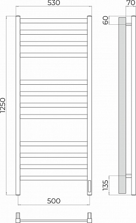 Ното П12 500х1250 Электро (quick touch) Полотенцесушитель TERMINUS Дубна - фото 3 Ното П12 500х1250 Электро (quick touch) Полотенцесушитель TERMINUS Дубна - фото 3