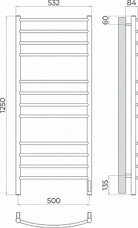 Классик П12 500х1250 Электро (quick touch) Полотенцесушитель TERMINUS Дубна - фото 3 Классик П12 500х1250 Электро (quick touch) Полотенцесушитель TERMINUS Дубна - фото 3