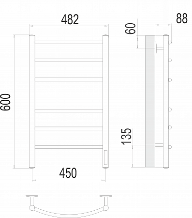 Классик П6 450х600 электро КС ЧЕРНЫЙ МУАР ( new встроен диммер) Полотенцесушитель TERMINUS Дубна - фото 3 Классик П6 450х600 электро КС ЧЕРНЫЙ МУАР ( new встроен диммер) Полотенцесушитель TERMINUS Дубна - фото 3