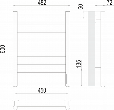 Аврора П6 450х600 электро КС ЧЕРНЫЙ МУАР ( new встроен диммер) Полотенцесушитель TERMINUS Дубна - фото 3 Аврора П6 450х600 электро КС ЧЕРНЫЙ МУАР ( new встроен диммер) Полотенцесушитель TERMINUS Дубна - фото 3