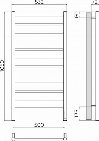 Аврора П10 500х1050 Электро (quick touch) Полотенцесушитель TERMINUS Дубна - фото 3 Аврора П10 500х1050 Электро (quick touch) Полотенцесушитель TERMINUS Дубна - фото 3