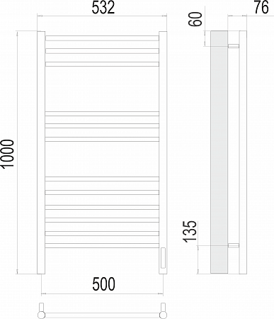 Аврора П12 500х1000 электро (sensor quick touch) Полотенцесушитель TERMINUS Дубна - фото 3 Аврора П12 500х1000 электро (sensor quick touch) Полотенцесушитель TERMINUS Дубна - фото 3