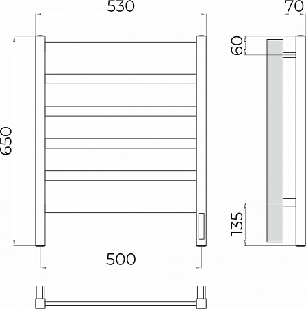 Ното П6 500х650 Электро (quick touch) Полотенцесушитель TERMINUS Дубна - фото 3
