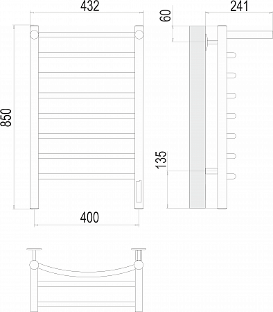 Классик с/п П8 400х850 Электро (quick touch) Полотенцесушитель TERMINUS Дубна - фото 3 Классик с/п П8 400х850 Электро (quick touch) Полотенцесушитель TERMINUS Дубна - фото 3