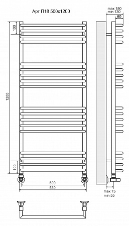 Арт П18 500х1200 Полотенцесушитель  TERMINUS Дубна - фото 3