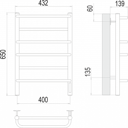 Евромикс П6 400х650 Электро (quick touch) Полотенцесушитель TERMINUS Дубна - фото 3 Евромикс П6 400х650 Электро (quick touch) Полотенцесушитель TERMINUS Дубна - фото 3