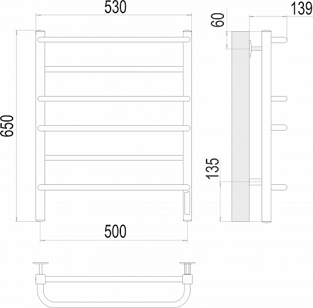 Евромикс квадро П6 500х650 Электро (quick touch) Полотенцесушитель TERMINUS Дубна - фото 3 Евромикс квадро П6 500х650 Электро (quick touch) Полотенцесушитель TERMINUS Дубна - фото 3