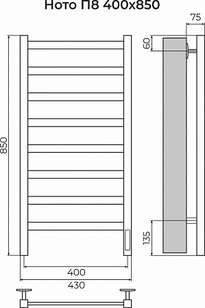 Ното П8 400х850 Электро (quick touch) Полотенцесушитель TERMINUS Дубна - фото 3