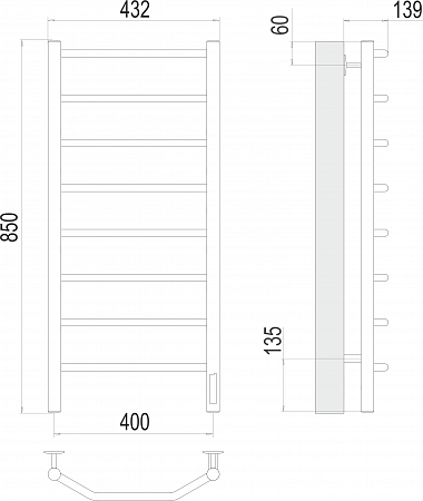 Виктория П8 400х850 Электро (quick touch) Полотенцесушитель TERMINUS Дубна - фото 3 Виктория П8 400х850 Электро (quick touch) Полотенцесушитель TERMINUS Дубна - фото 3