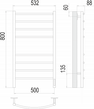 Классик П8 500х800 электро КС 9003 матовый ( new встроен диммер) Полотенцесушитель TERMINUS Дубна - фото 3 Классик П8 500х800 электро КС 9003 матовый ( new встроен диммер) Полотенцесушитель TERMINUS Дубна - фото 3